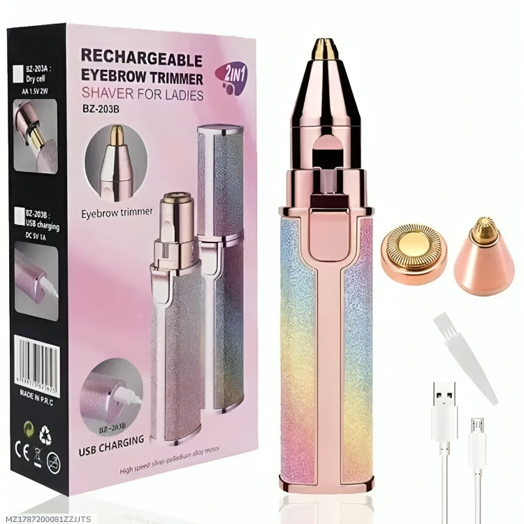 2-in-1 Rechargeable Eyebrow & Facial Hair Trimmer for Women