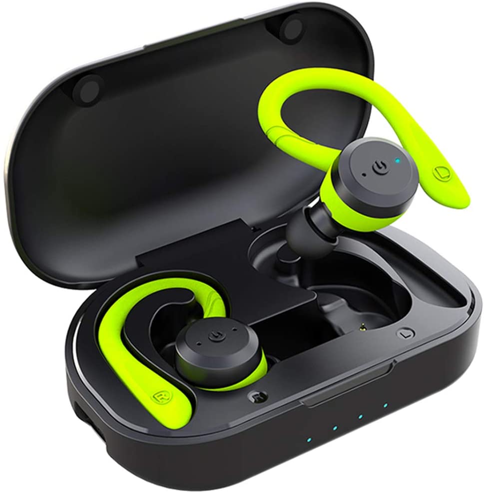 20-Hour Playtime IPX7 Waterproof Bluetooth Earbuds – Dual Wear Sport TWS Wireless Headset with Stereo Sound