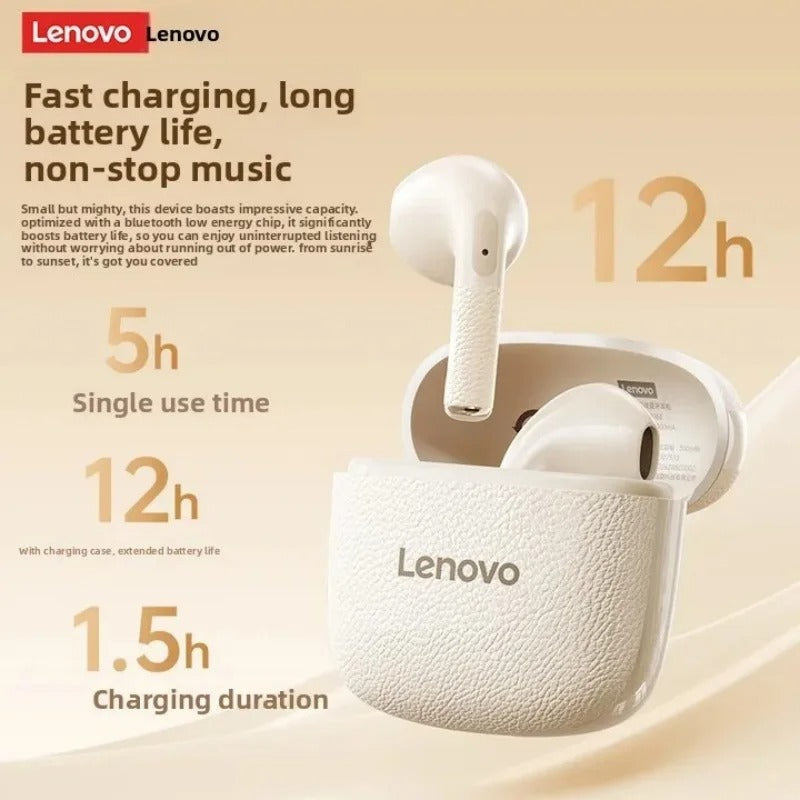 Original Lenovo EA166 TWS Bluetooth 5.4 Earbuds – Hi-Fi True Wireless Waterproof Headphones with Leather Texture