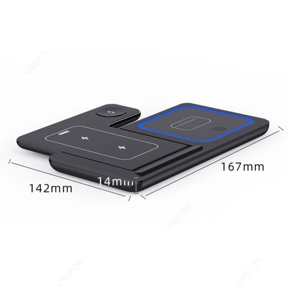 3 in 1 Foldable Wireless Charger Stand – Fast Charging Dock for iPhone 17/16/15/14/13/12 Pro Max, Apple Watch Series 11, & AirPods Pro 4/3