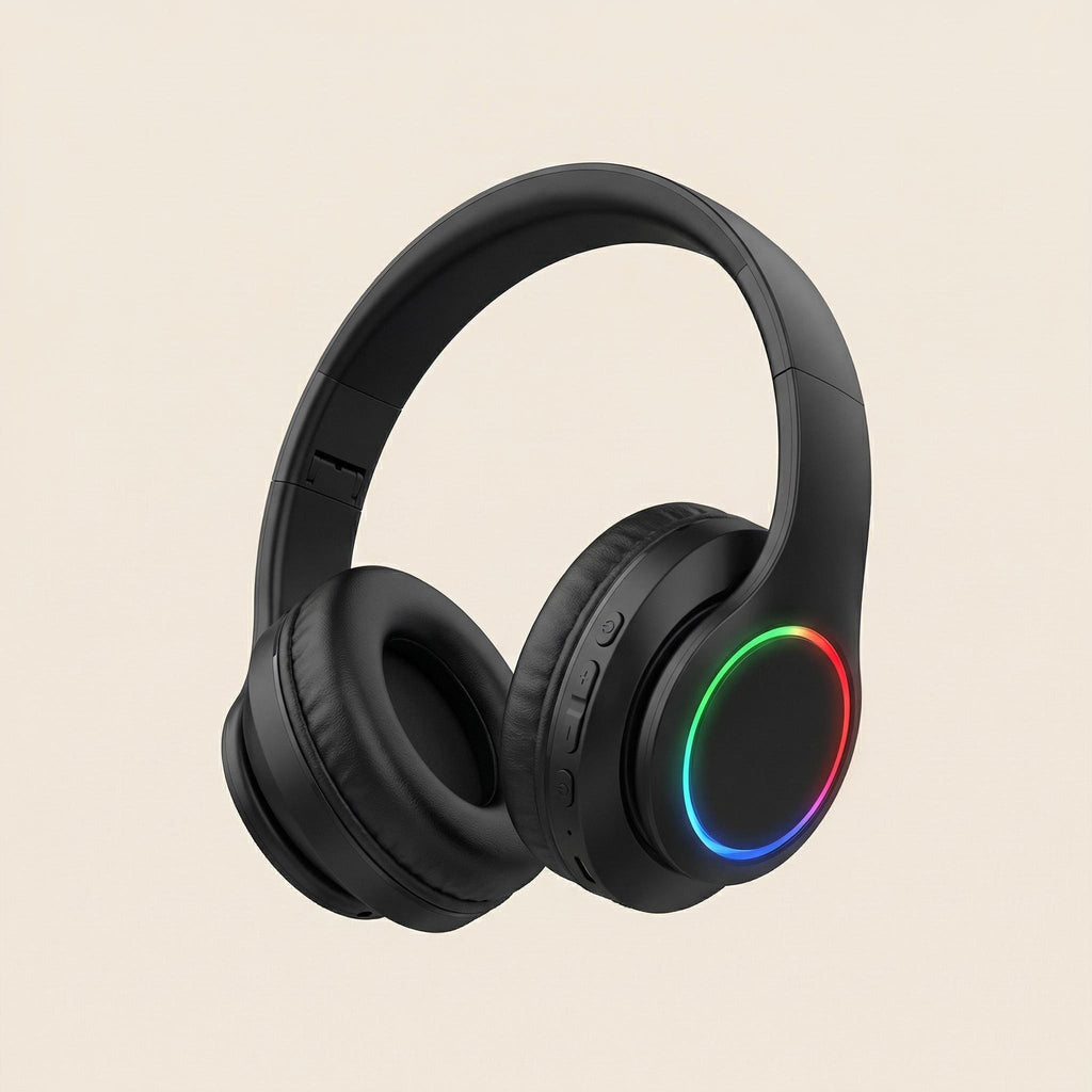 RGB Luminous Bluetooth Headphones – Wireless Noise Cancelling Headset with Mic for Students, Gamers & Music Lovers