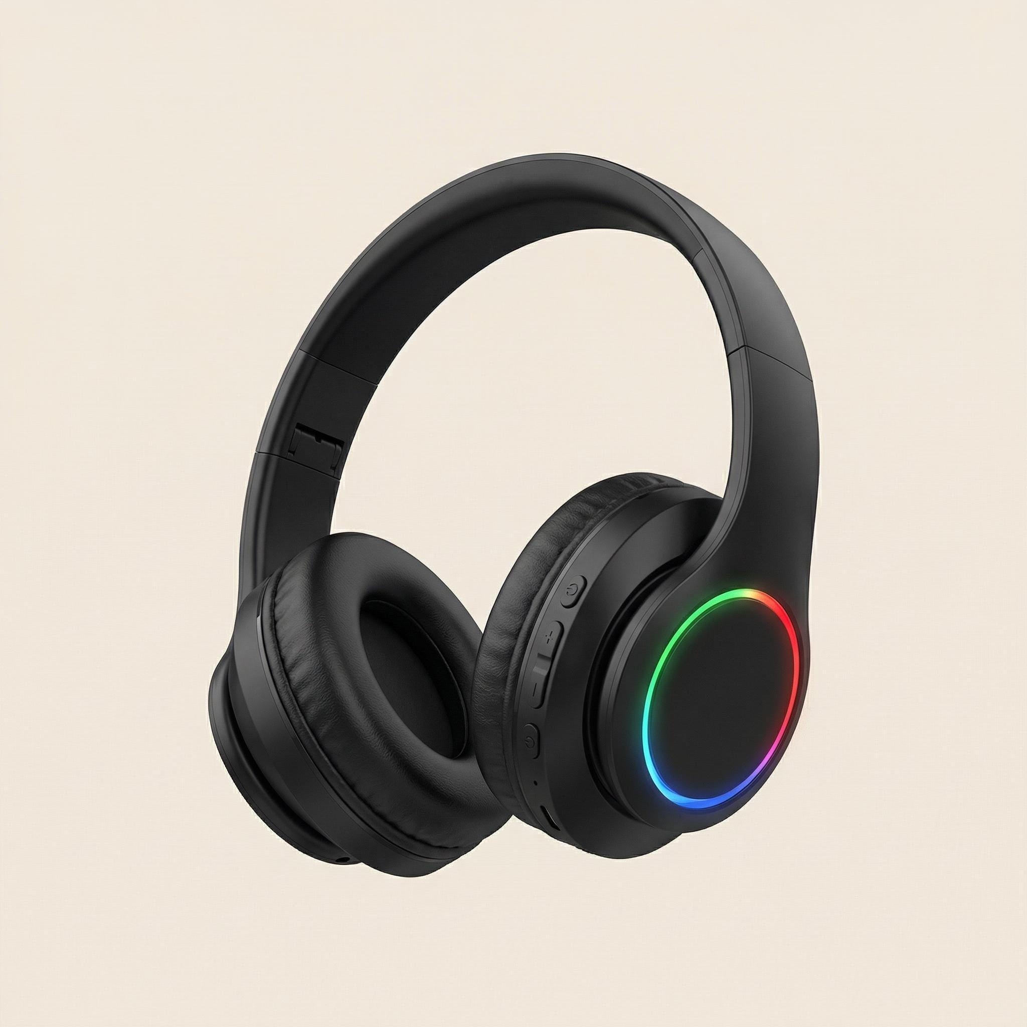 RGB Luminous Bluetooth Headphones – Wireless Noise Cancelling Headset with Mic for Students, Gamers & Music Lovers