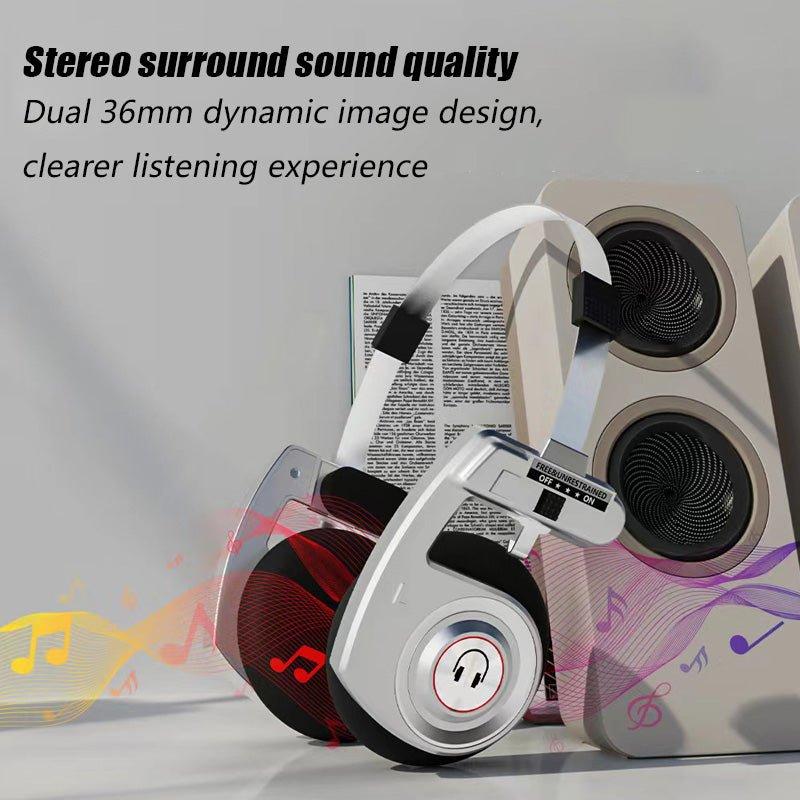 Retro Wireless Bluetooth Headphones with Mic – Foldable HiFi Stereo Sound & Noise Cancelling Headset for Music & Gaming