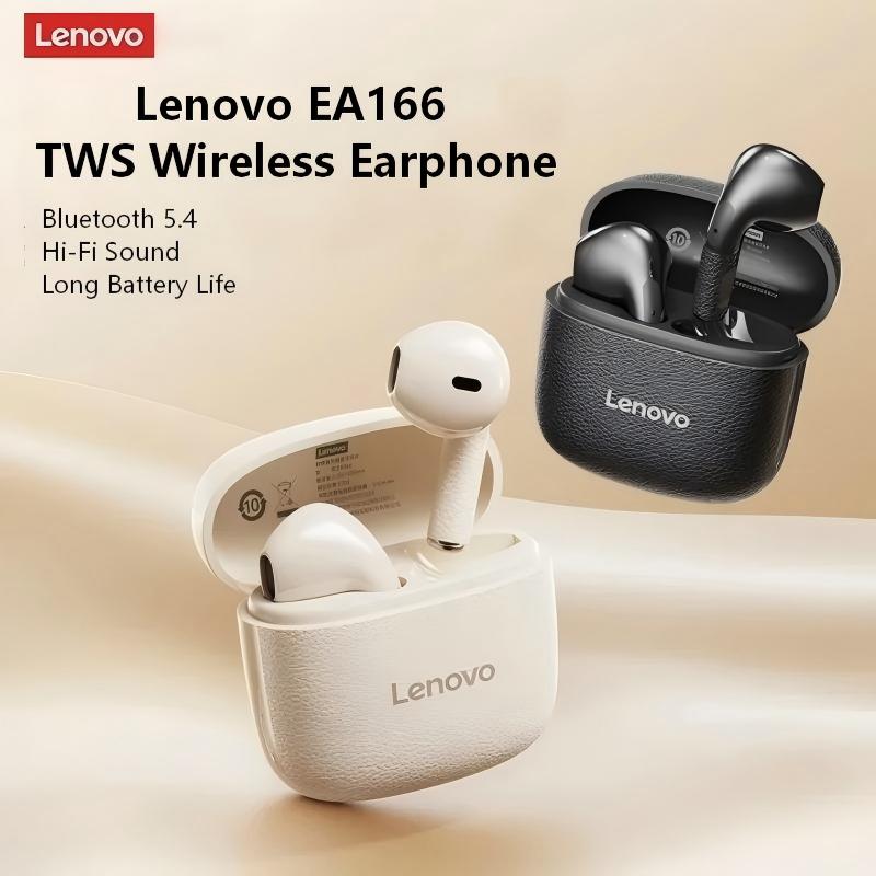 Original Lenovo EA166 TWS Bluetooth 5.4 Earbuds – Hi-Fi True Wireless Waterproof Headphones with Leather Texture