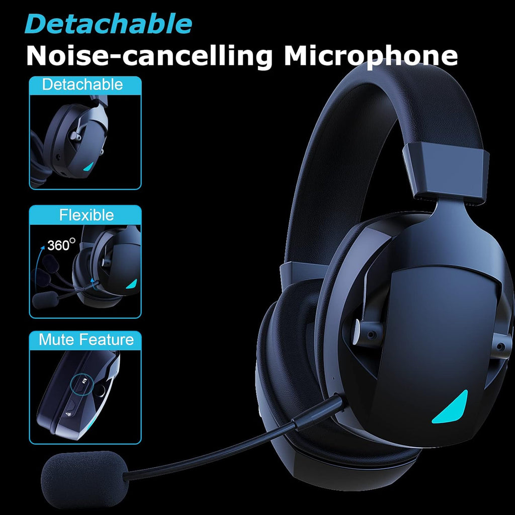 Acinaci 2.4GHz Wireless Gaming Headset with Mic – Dual Mode Bluetooth & 2.4G Headphones for PS5, PS4, PC & Nintendo Switch