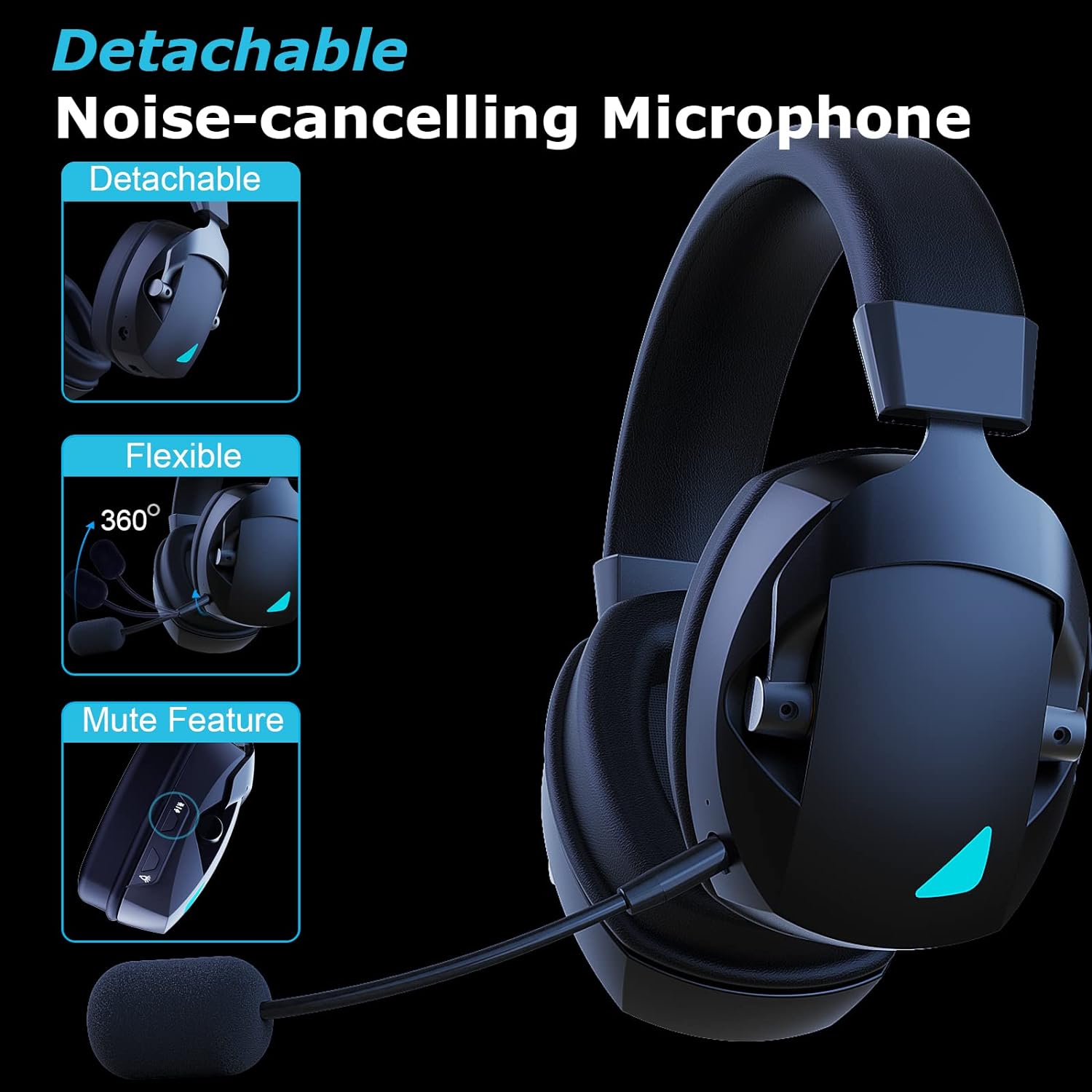 Acinaci 2.4GHz Wireless Gaming Headset with Mic – Dual Mode Bluetooth & 2.4G Headphones for PS5, PS4, PC & Nintendo Switch