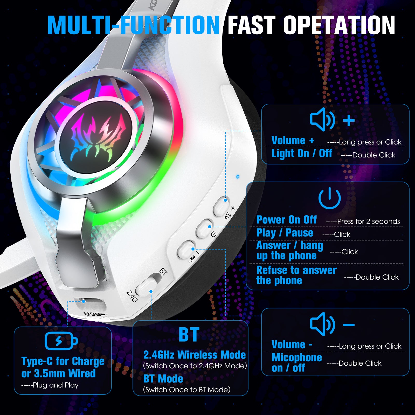 Gs400 Wired Stereo Gaming Headphone with Mic & LED Light – Noise Cancelling Headset for PS5, PS4, PC, Xbox One & Switch