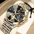 Luxury Men's Waterproof Chronograph Watch – Luminous Stainless Steel Quartz Business Wristwatch