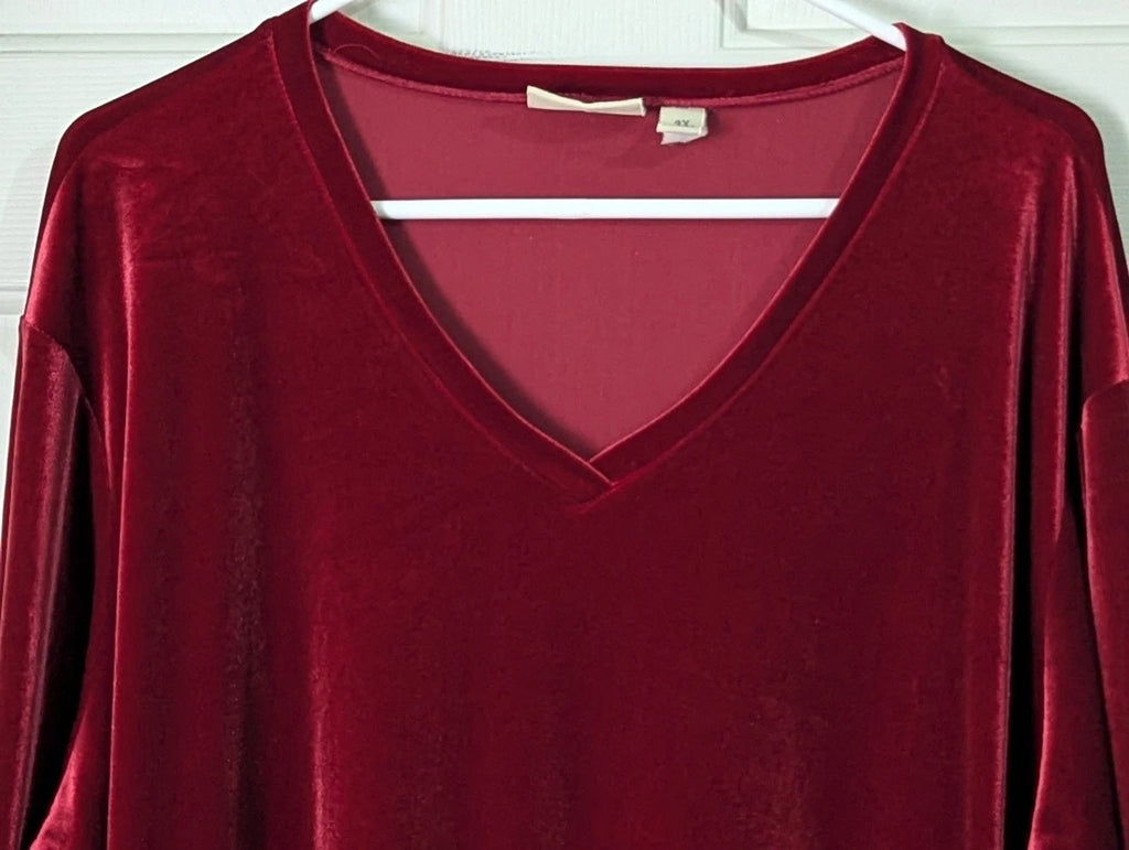 VTG Preview International Women's Velour Track Suit 3X Red Stretch V-Neck with Pockets