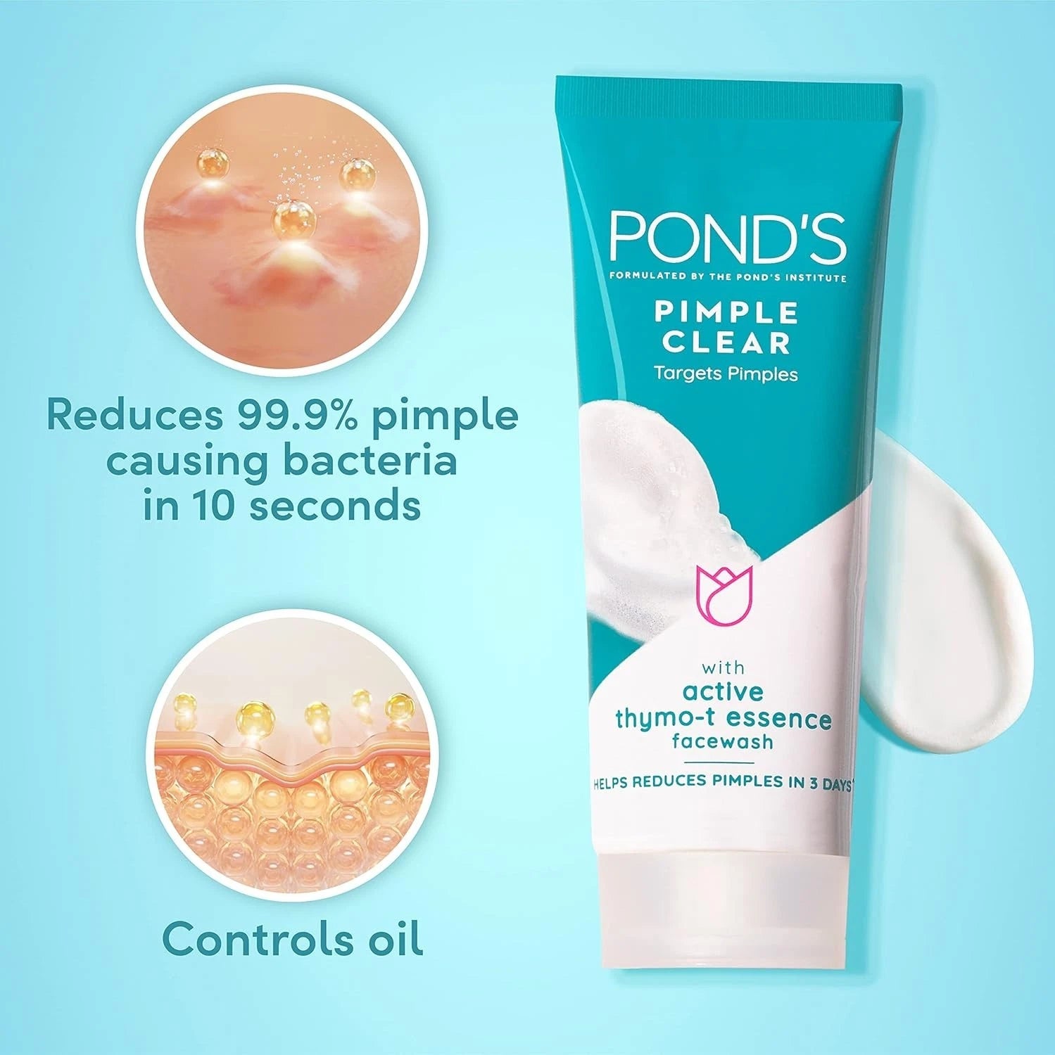 PONDS Pimple Clear Foam Facial Wash 100g – Deep Cleansing Acne & Oil Control Face Wash