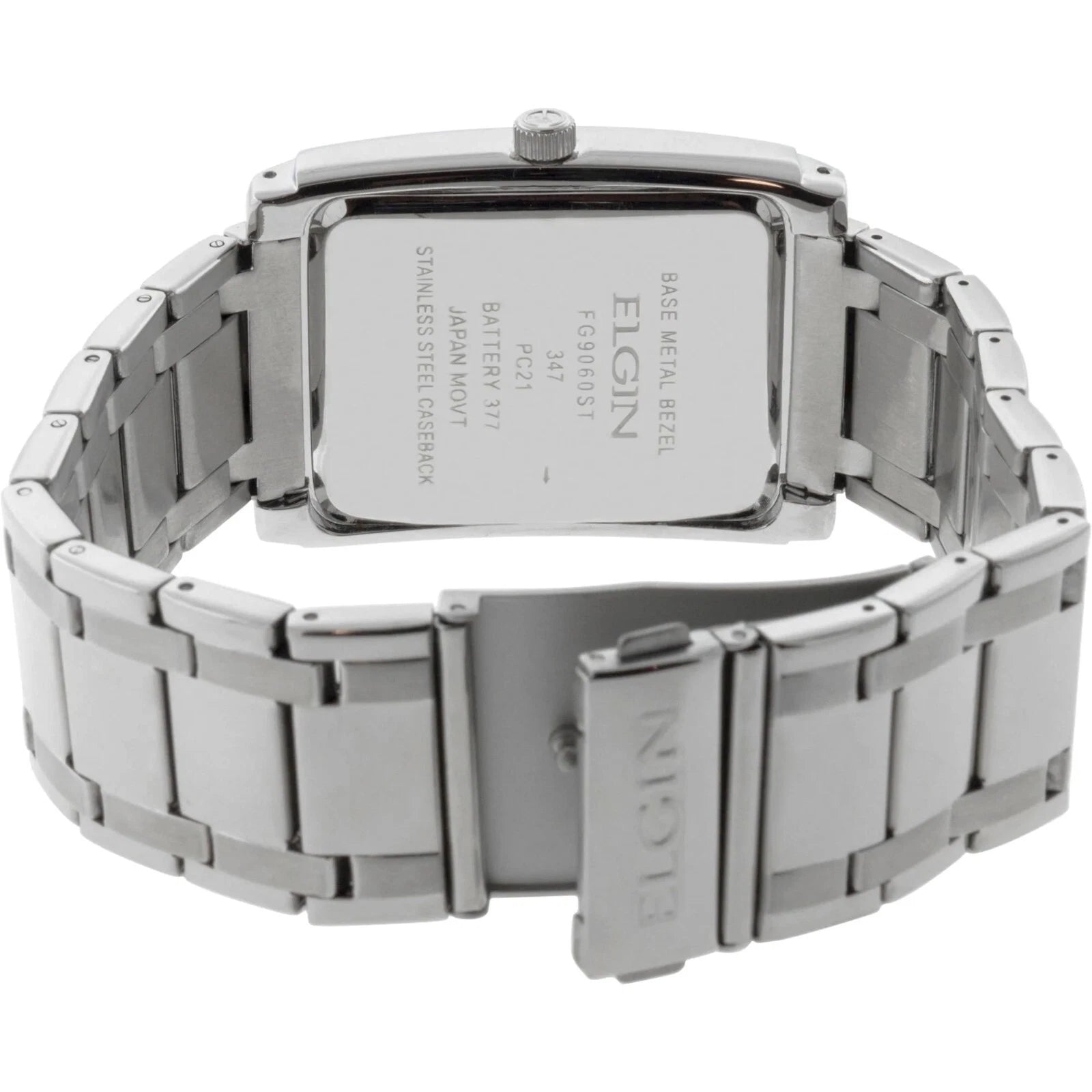 Elgin Men's Silver-Tone Crystal Watch with Black Dial & Cross Bracelet Set | Luxury Quartz Dress Watch Gift Set