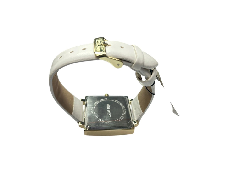 Nine West Women's Gold Dial White Strap Watch – Quartz Analog Fashion Wristwatch