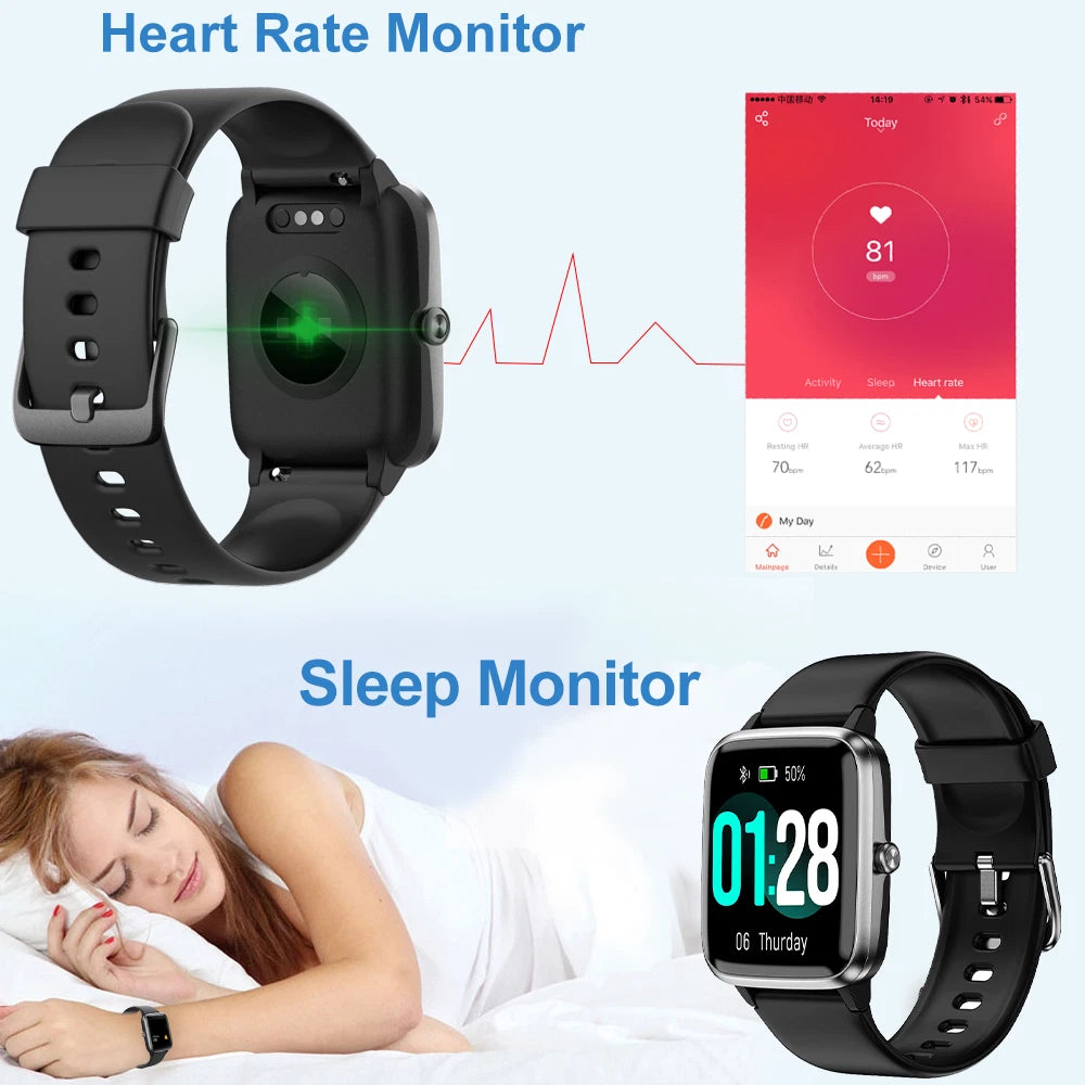 2025 Smart Watch for Men & Women Waterproof Bluetooth Fitness Watch for iOS & Samsung | 2-Year Warranty