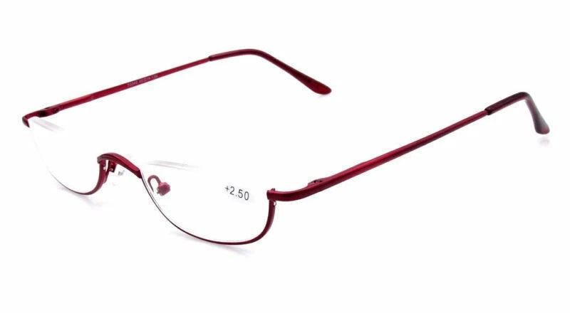 Unisex Retro Half Moon Reading Glasses Half Frame Spring Hinges Readers 1.0–3.5 Presbyopia Eyewear