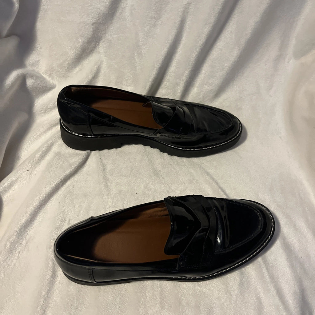 لوفر نسائي أسود من الجلد – حذاء Penny Slip-On مريح وعصري