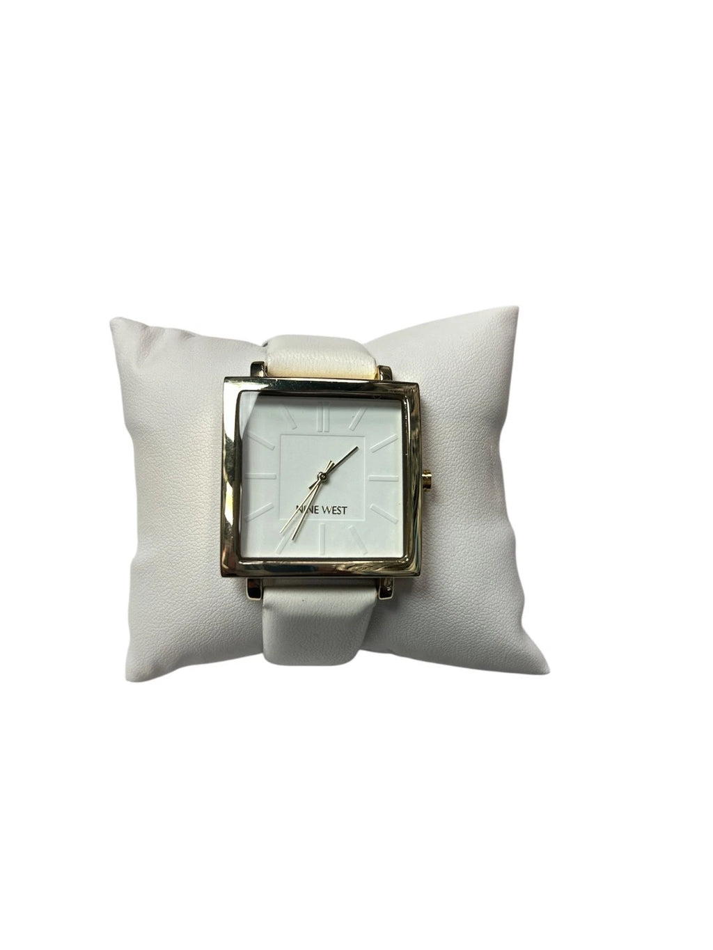 Nine West Women's Gold Dial White Strap Watch – Quartz Analog Fashion Wristwatch