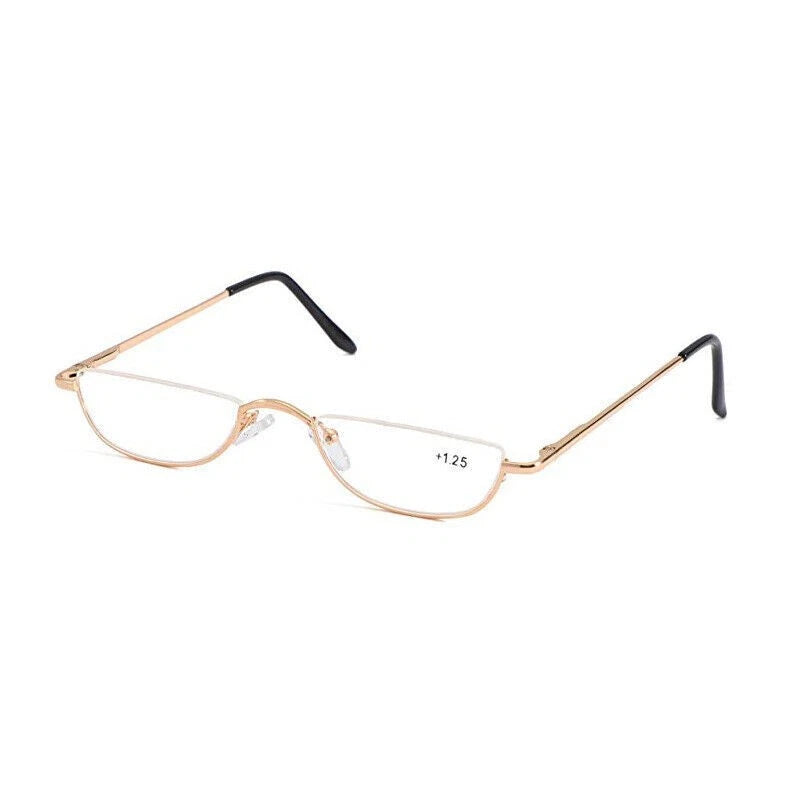 Unisex Retro Half Moon Reading Glasses Half Frame Spring Hinges Readers 1.0–3.5 Presbyopia Eyewear