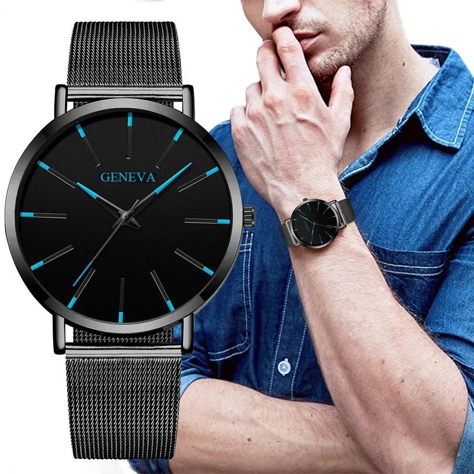 Waterproof Men's Stainless Steel Quartz Watch – Luminous Classic Business Analog Wristwatch
