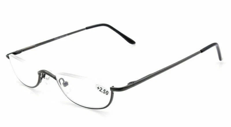 Unisex Retro Half Moon Reading Glasses Half Frame Spring Hinges Readers 1.0–3.5 Presbyopia Eyewear