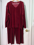 VTG Preview International Women's Velour Track Suit 3X Red Stretch V-Neck with Pockets