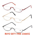 Unisex Retro Half Moon Reading Glasses Half Frame Spring Hinges Readers 1.0–3.5 Presbyopia Eyewear